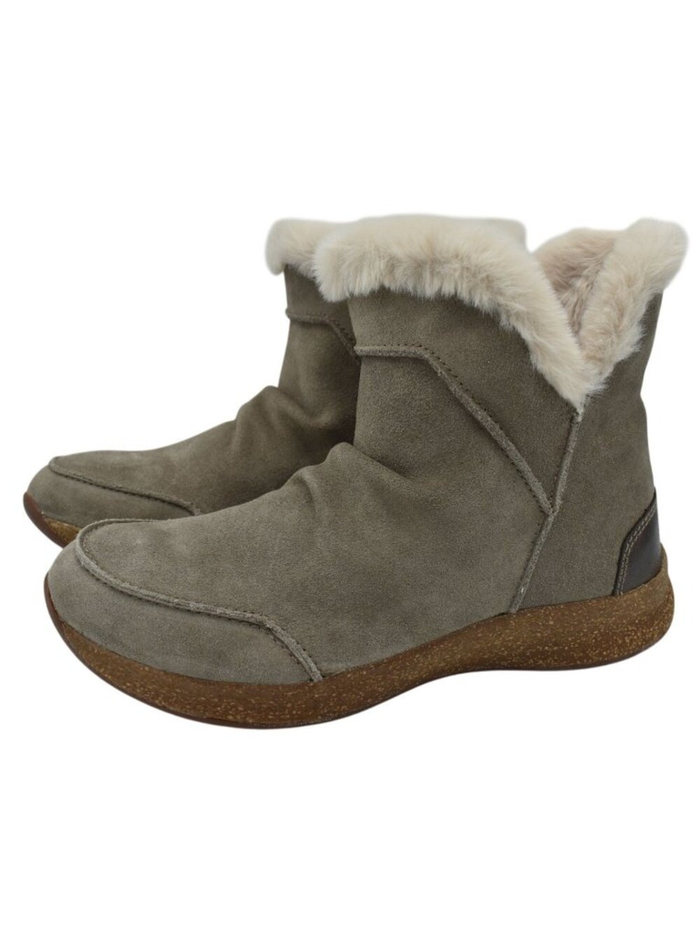 TAOS Womens‎ 7 Future Mid Dark Taupe Suede Faux Fur Lined Pull On Booties Boots